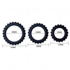 Baile - titan setti 3pcs penisrengas  musta 2.8 + 2.4 + 1.9 cm 3