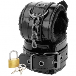 Fetish submissive tumma room - vegan nahka ankle käsiraudat with neoprene lining