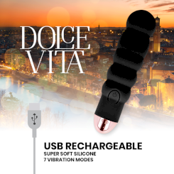 Dolce vita - ladattava vibraattori six  musta 7 nopeutta 2