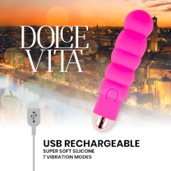 Dolce vita - ladattava vibraattori six  pinkki 7 nopeutta 1