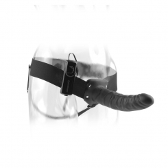 Fetish fantasy series - 19 cm värisevä ontto strap-on dildo  musta 1
