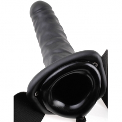 Fetish fantasy series - 19 cm värisevä ontto strap-on dildo  musta 3