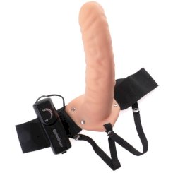 Fetish fantasy series - 19 cm värisevä ontto strap-on dildo  ruskea 2