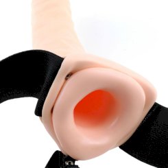 Fetish fantasy series - 19 cm värisevä ontto strap-on dildo  ruskea 3