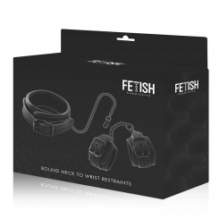 Fetish submissive - vegan nahka necknauha ja käsiraudat with noprene lining 0