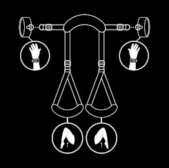 Fetish submissive - open legs position with noprene lining käsiraudat 3