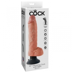 King cock - 25.5 cm värisevä cock kiveksillä flesh 0