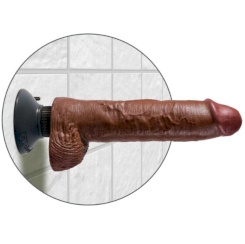 King cock - 25.5 cm värisevä cock kiveksillä  ruskea 0