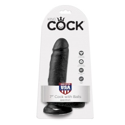 King cock - 7 dildo  musta kiveksillä 17.8 cm 0