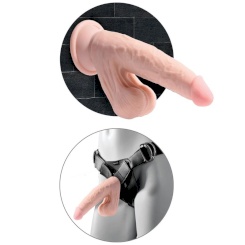 King cock - plus 3d dildo swinging balls 15.2 cm light skin 4