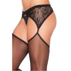 Leg avenue - tights with embroidery  musta garter 1