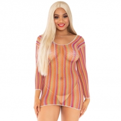 Leg avenue - crochet nauha long sleeve minimekko coral  - yksi koko