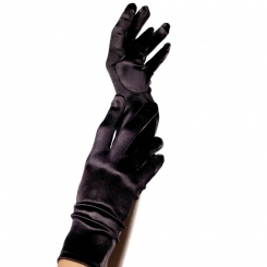 Leg Avenue - Satin Gloves  Musta