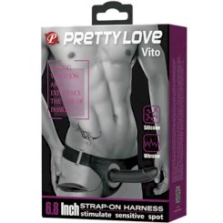 Pretty love - vito strap on with ontto dildo ja värinä 17.3 cm 6