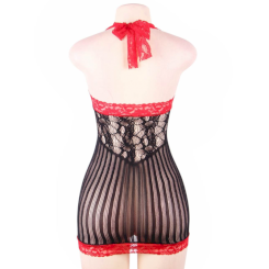 Queen lingerie -  musta ja red crotchet chemise s/l 3