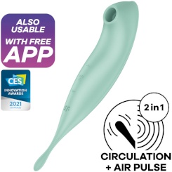 Satisfyer - curvy trinity 5 air pulse stimulaattori & vibraattori app  valkoinen