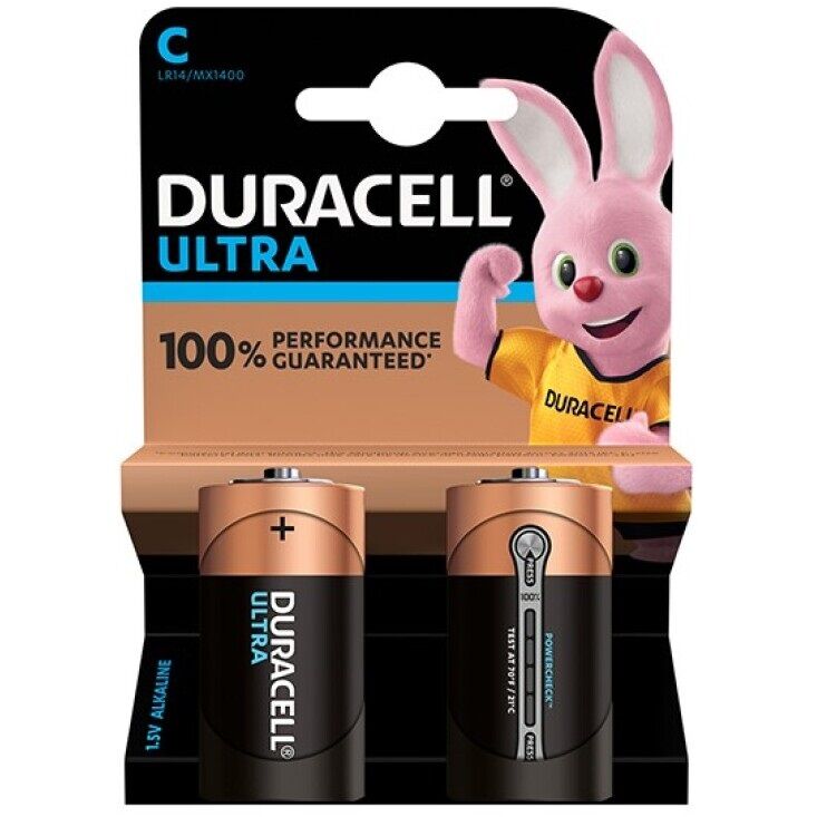 Duracell plus power battery alcalina c lr14 2 units
